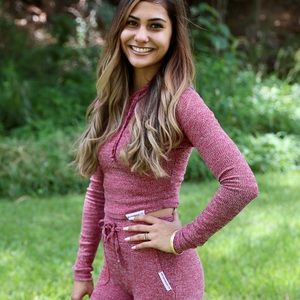 Crop leisure set - burgundy